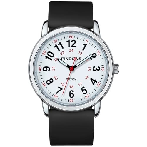 PINDOWS Women's Nurse Watch, 12/24 Hour Display, Luminous Dial, Soft Silicone Band, Waterproof to 30m - Image 2