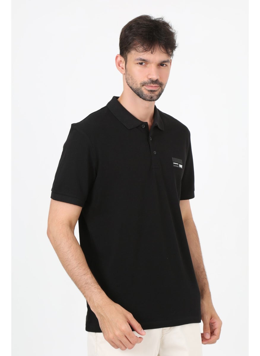 Uomo Park - 2707 Special Collection Polo Collar Printed Detail Regular Fit Men's T-Shirt - Image 1