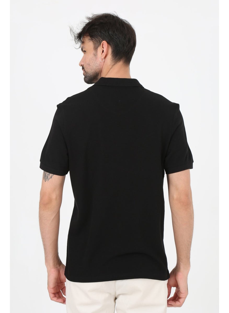 Uomo Park - 2707 Special Collection Polo Collar Printed Detail Regular Fit Men's T-Shirt - Image 1