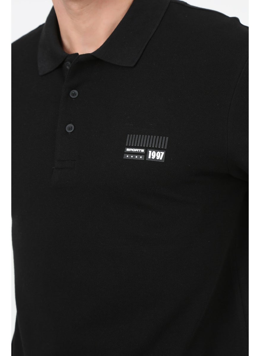 Uomo Park - 2707 Special Collection Polo Collar Printed Detail Regular Fit Men's T-Shirt - Image 1