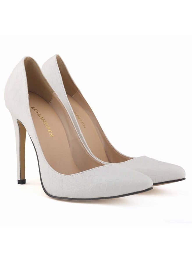 Loquat Western Style Textured Stiletto Heels White - Image 4