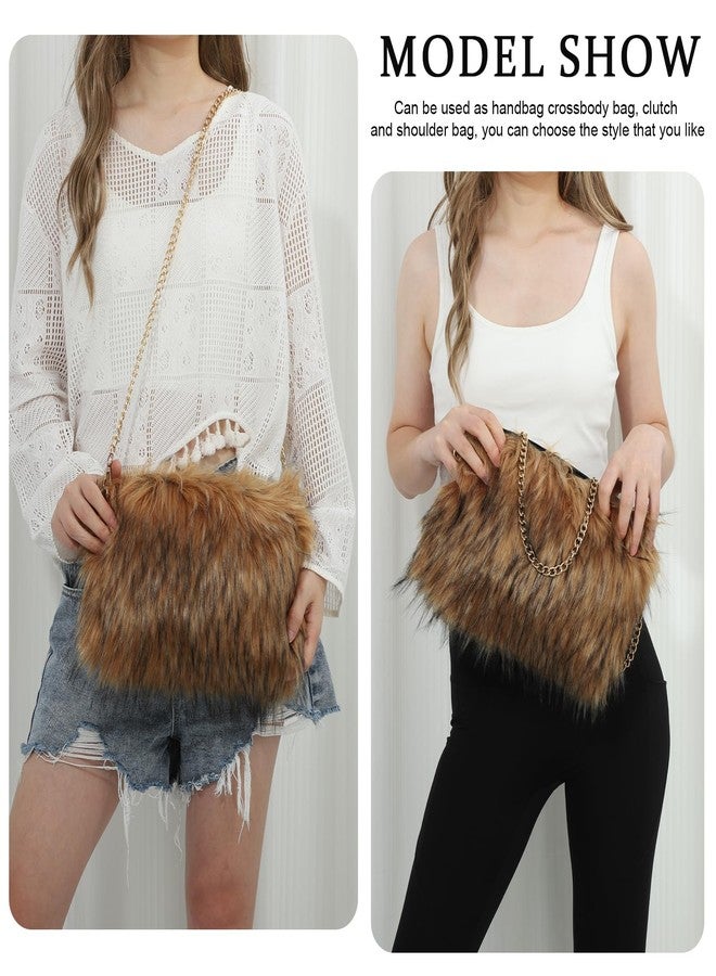 SUKUTU Faux Fur Evening Handbags for Women Soft Fuzzy Fluffy Crossbody Shoulder Bag with Chain Strap - Image 2