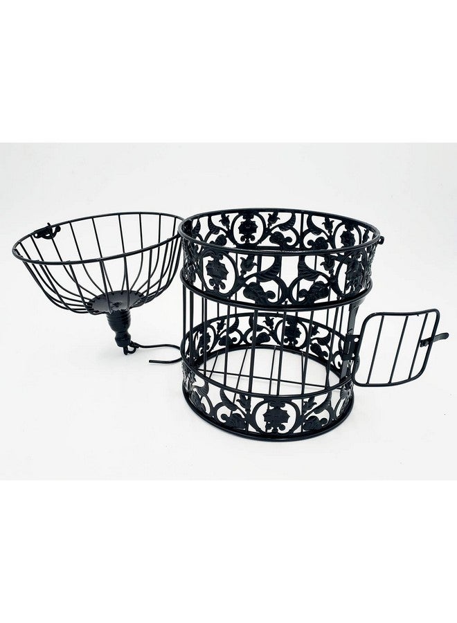 pet show Round Birdcages Wedding Gift Cards Holder Metal Wall Hanging Bird Cage For Small Birds Party Indoor Ourdoor Decoration 10.6“ Black Pack Of 1  - Image 3