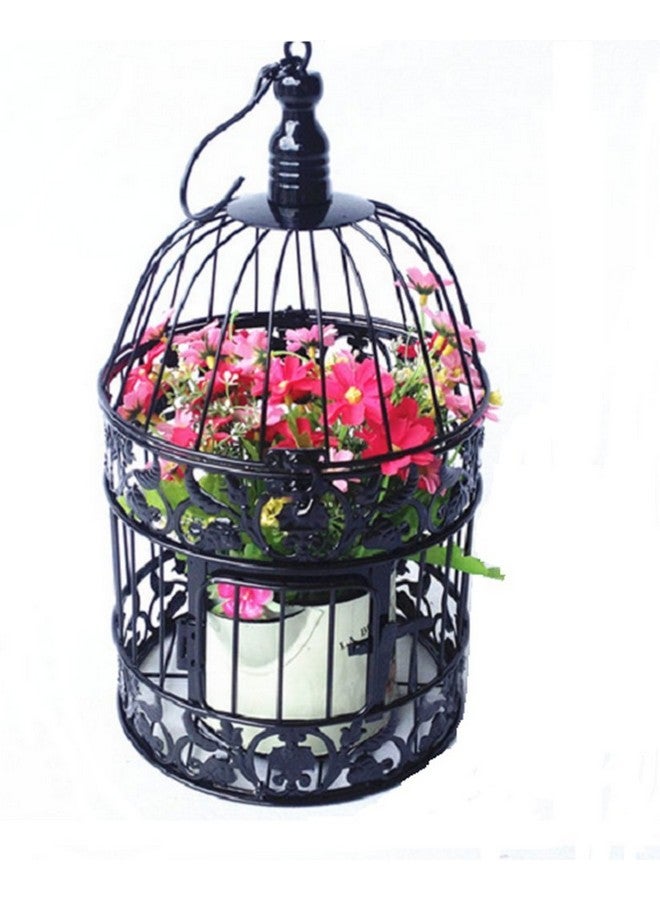 pet show Round Birdcages Wedding Gift Cards Holder Metal Wall Hanging Bird Cage For Small Birds Party Indoor Ourdoor Decoration 10.6“ Black Pack Of 1  - Image 2