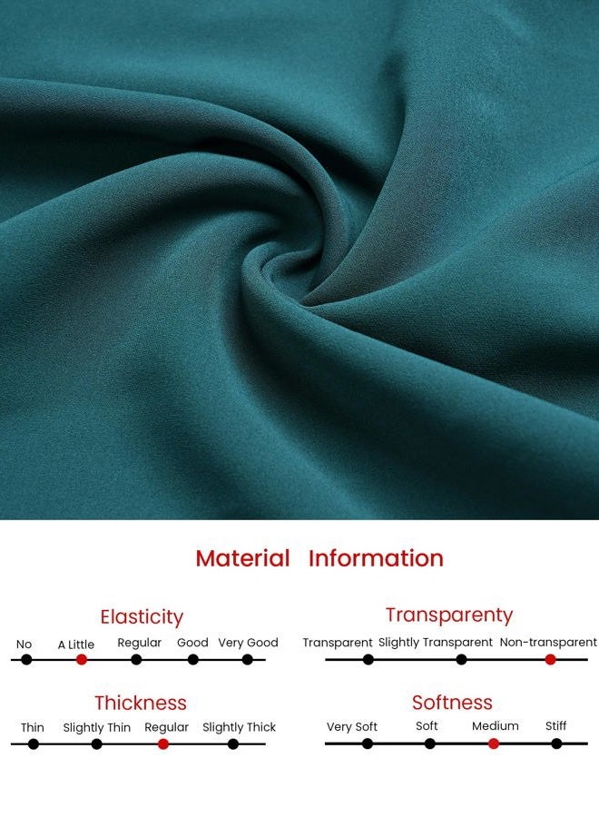 Hobemty Women's Notch Lapel Wrap Neck Dress Long Sleeve A-Line Midi Pleated Dresses Medium Green Blue - Image 5