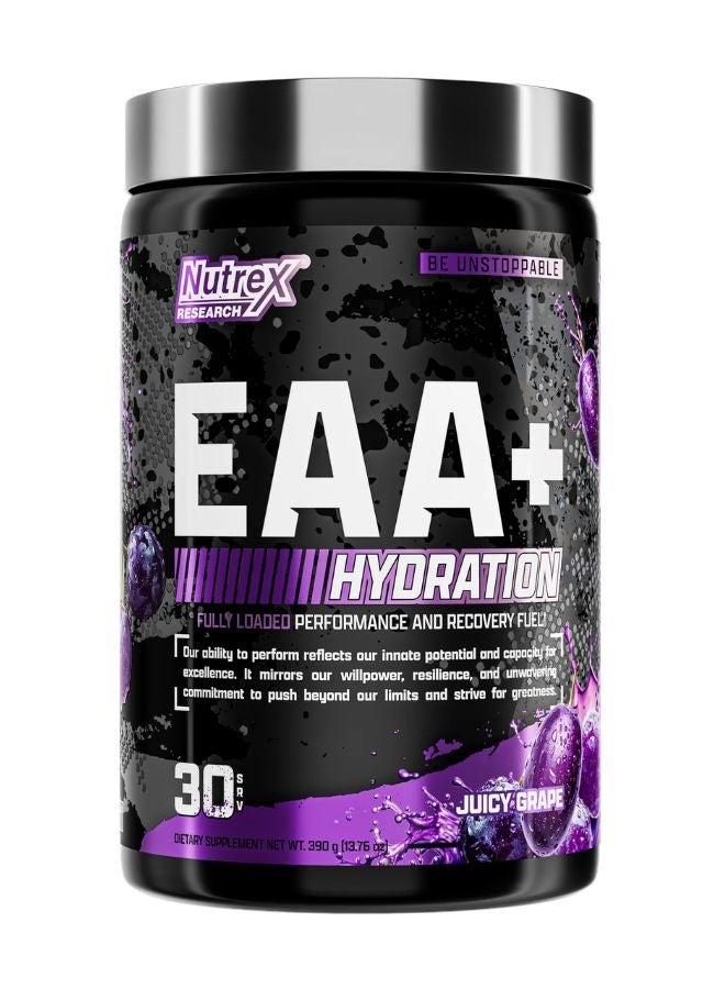 Nutrex Research EAA Hydration | EAAs + BCAA Powder | Muscle Recovery, Strength, Muscle Building, Endurance | 8G Essential Amino Acids + Electrolytes, 30 Serving Juicy Grape 390g - Image 1