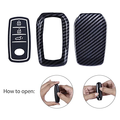 JVCV® Hard Case Key Cover Compatible with Toyota Innova Crysta Fortuner Legender Hycross Hilux Land Cruiser 3 Button Smart Key - Stylish Durable Protection (Carbon Black) - Image 5