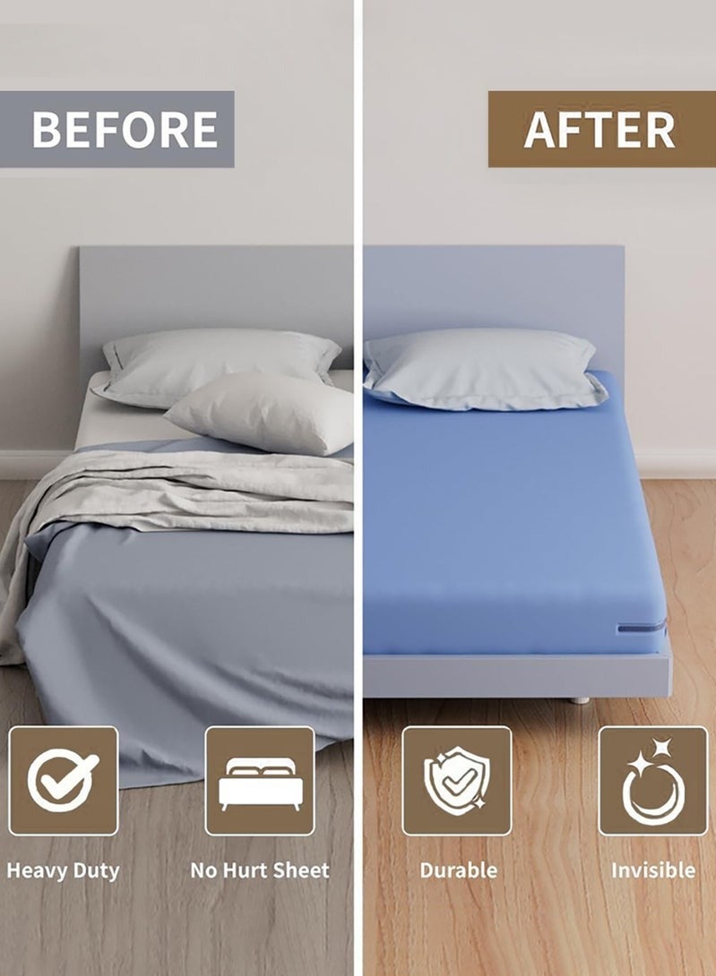 مثبتات شراشف السرير الثقيلة مع شرائط قفل (4 قطع) - مشابك تثبيت غير منزلقة لجميع أحجام المراتب والألحفة والفراش باللون الرمادي - Image 3