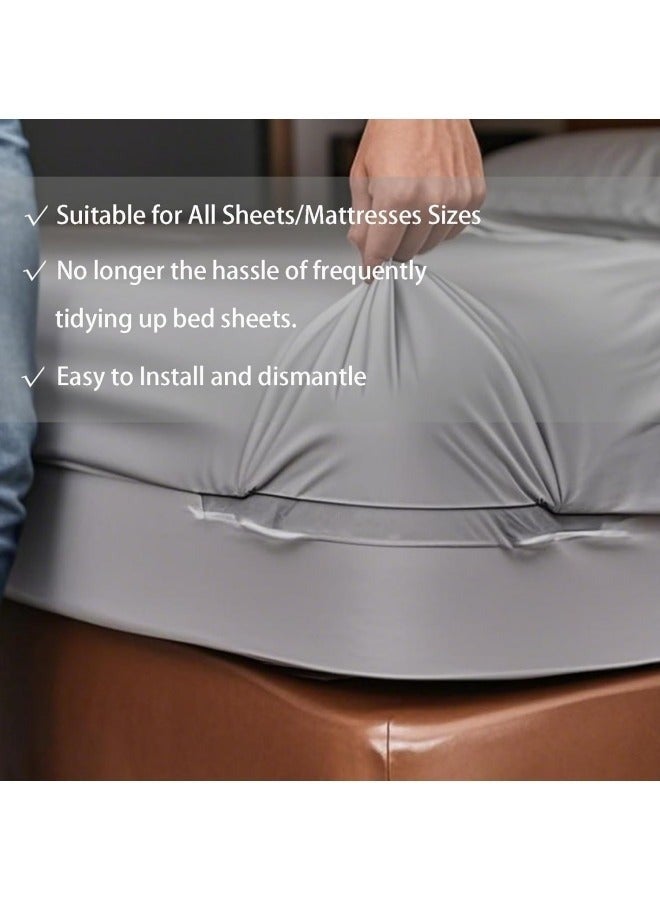 مثبتات شراشف السرير الثقيلة مع شرائط قفل (4 قطع) - مشابك تثبيت غير منزلقة لجميع أحجام المراتب والألحفة والفراش باللون الرمادي - Image 4