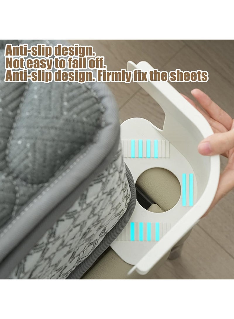 مثبتات شراشف السرير الثقيلة مع شرائط قفل (4 قطع) - مشابك تثبيت غير منزلقة لجميع أحجام المراتب والألحفة والفراش باللون الرمادي - Image 5
