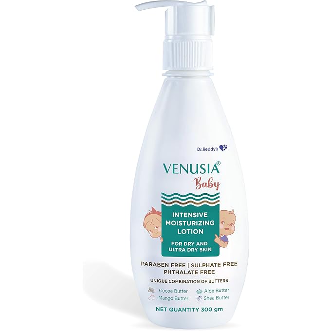 VENUSIA Dr Reddy's Venusia Baby Intensive Moisturizing Lotion for Dry and Ultra Dry Skin Contains Cocoa, Aloe, Mango & Shea Butters, 300g x Pack 4 - Image 1