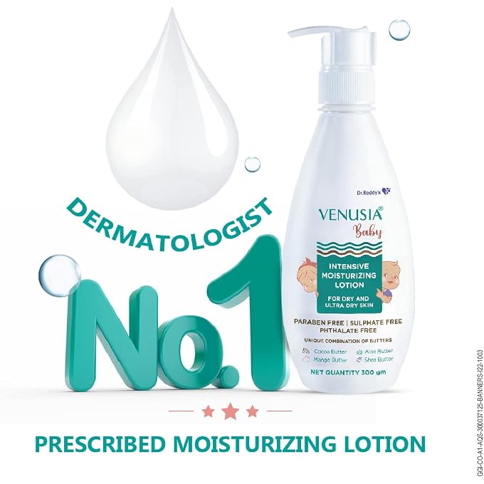 VENUSIA Dr Reddy's Venusia Baby Intensive Moisturizing Lotion for Dry and Ultra Dry Skin Contains Cocoa, Aloe, Mango & Shea Butters, 300g x Pack 4 - Image 2