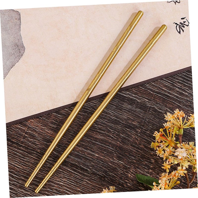 Brass Salad Serving Set with Chopsticks and Spoon Modern Fruit Bowl Utensils - Image 5