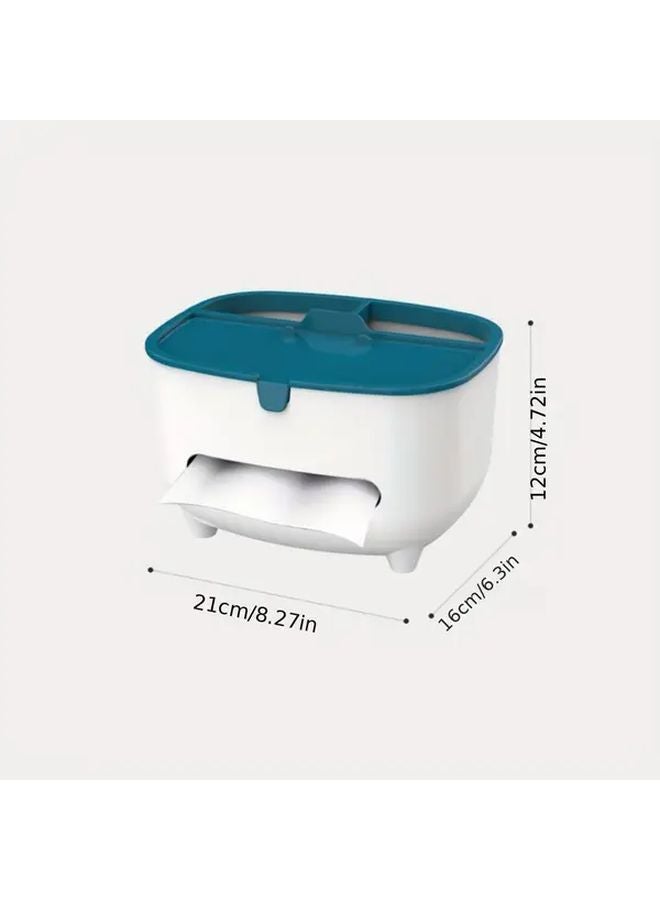 White Gray Multi Functional Tissue Storage Box with 2 Compartments Round Design for Living Room - Image 5