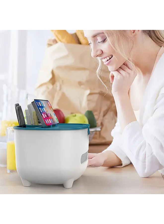 White Gray Multi Functional Tissue Storage Box with 2 Compartments Round Design for Living Room - Image 4