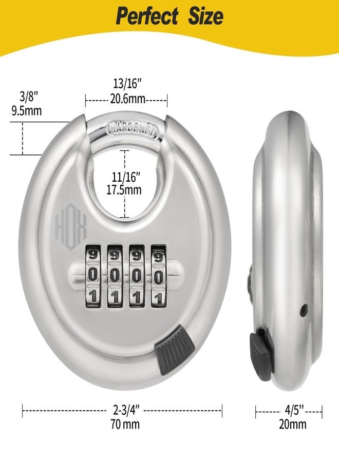 HOX Combination Lock, 4 Digit Disc Padlock with 3/8 Inch Hardened Steel Shackle, 2-3/4 Inch Wide Body, Keyless Heavy Duty Combo Lock for Hasp Latch, Sheds, Fences, Storage Locker (8 Pack) - Image 4