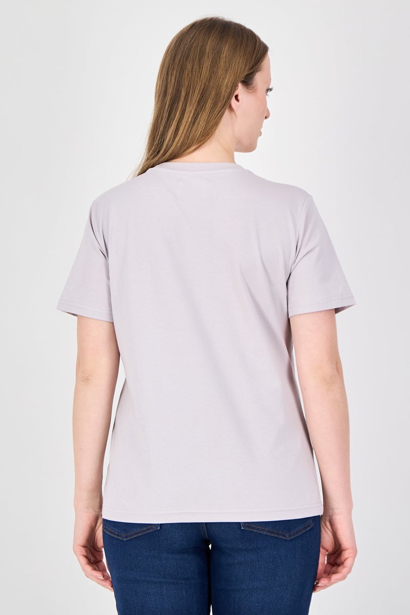 Fudo Comforts By Fudo Women Crew Neck Short Sleeve Plain T-Shirt, Light Lavender - Image 4