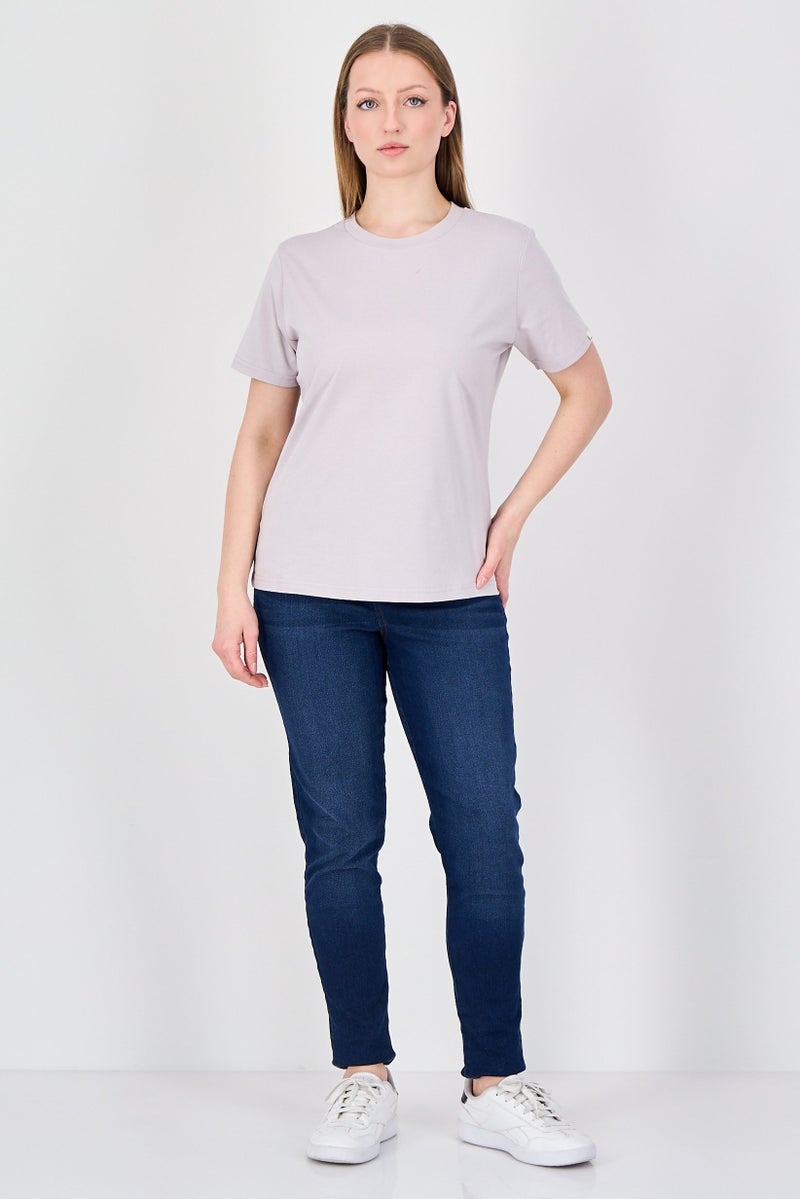 Fudo Comforts By Fudo Women Crew Neck Short Sleeve Plain T-Shirt, Light Lavender - Image 2