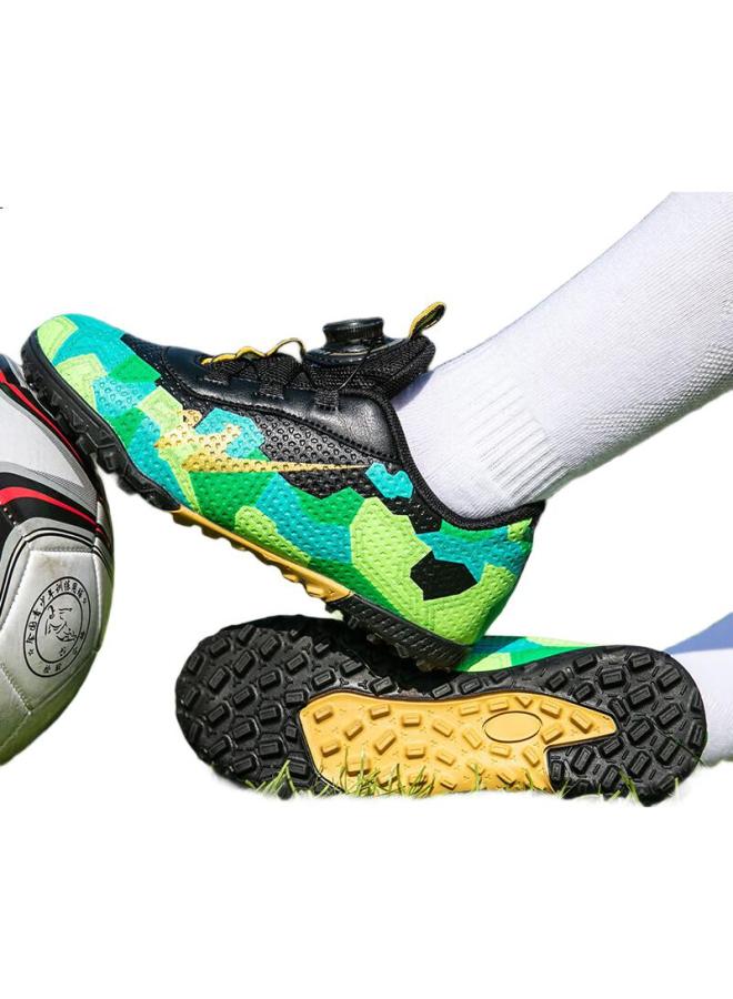 Double Star Kids Soccer Shoes With Studs For Boys And Girls Teenagers Student Training Shoes Black Green【Studs】Size 31 - Image 1