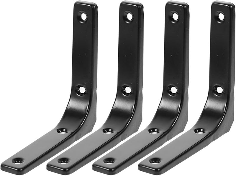 حاملات أرفف من الفولاذ المقاوم للصدأ الأسود 4 قطع، حاملات أرفف عائمة متينة، مثبتات حائط - Image 1