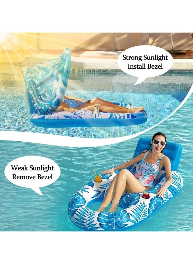 GGEROU Pool Floats Adult Inflatable Swimming Pool Floats Lounger Chair with Canopy and Two Cup Holder Heavy Duty Pool Float Beach Pool Party Toys for Adults - Image 4