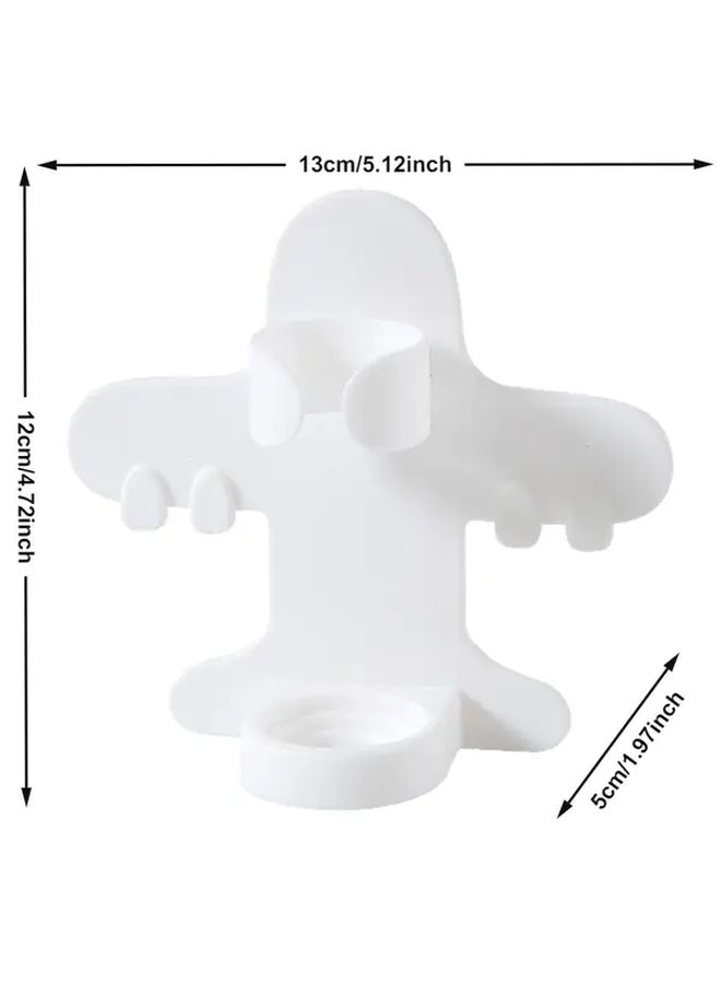 1pc Aircraft Style White Space Themed Rocket Design Toothbrush Holder Wall Mounted Bathroom Organizer Durable Plastic Easy Installation No Electricity Needed Modern Toothbrush Storage Accessory - Image 3
