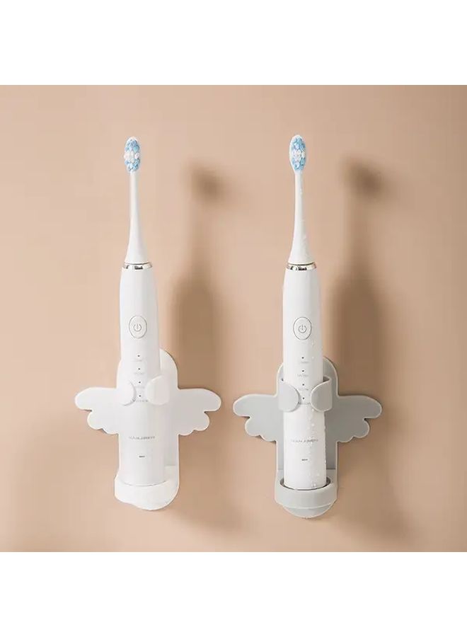 1pc Aircraft Style White Space Themed Rocket Design Toothbrush Holder Wall Mounted Bathroom Organizer Durable Plastic Easy Installation No Electricity Needed Modern Toothbrush Storage Accessory - Image 2