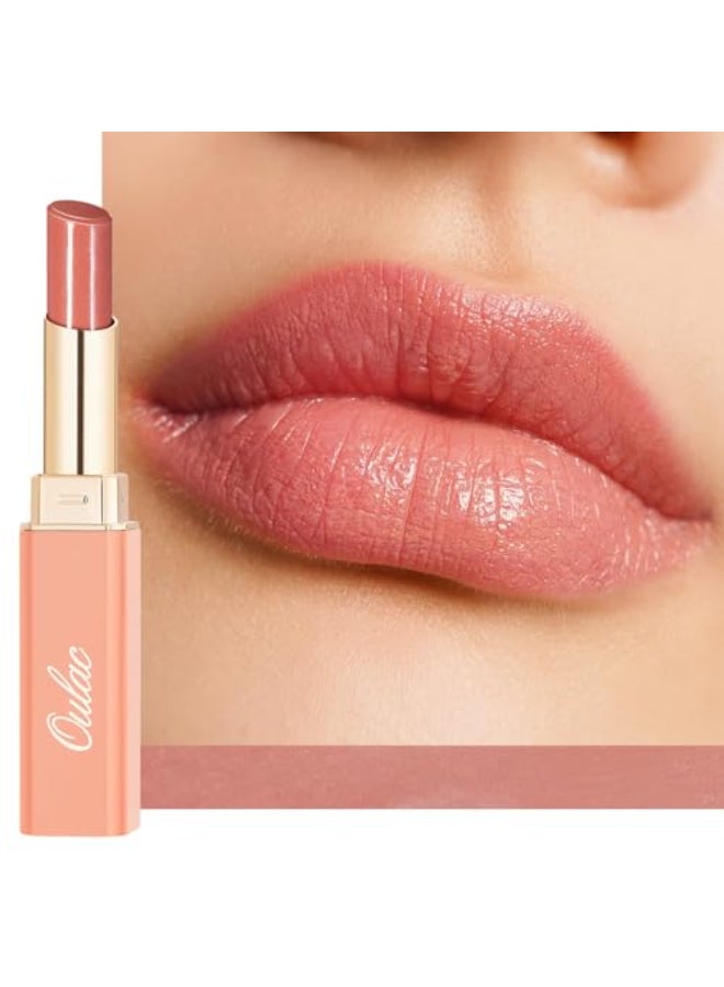 Oulac Moisturizing Shine Pink Peach Lipstick for Women 2 in 1 Pink Peach Glossy Tinted Lip Balm Hydrating Winter Lipstick for Dry LipsShine Juicy Finish Vegan 22g007oz G13 - Image 1