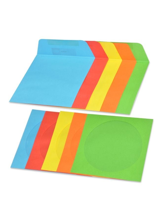 FIS CD Envelopes, 80 GSM, Glued, 125 x 125mm, Assorted Bright Colors, Pack of 50 - Image 1