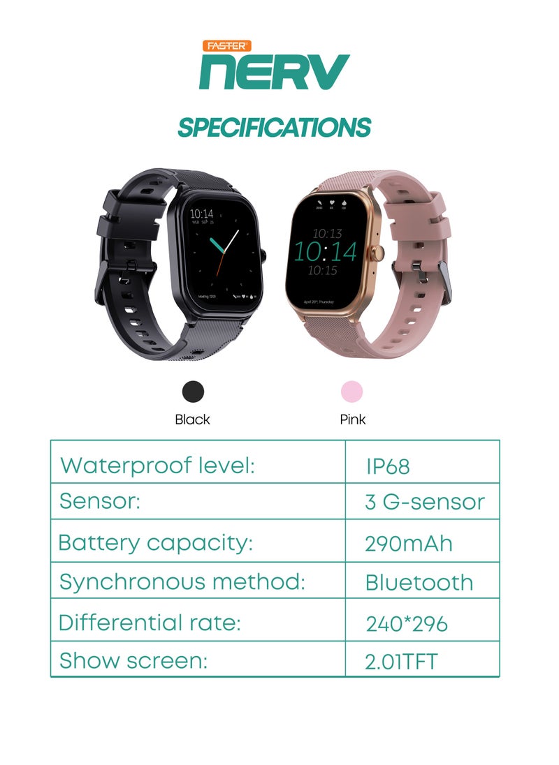Faster - Smart Watch 2 - 2.01" HD Display, Bluetooth Calling, Fitness Tracker, Heart Rate & Sleep Monitor, Sports Modes, IP68 Waterproof, 290mAh Battery, for Men and Women, Compatible with Android & iOS - Image 1