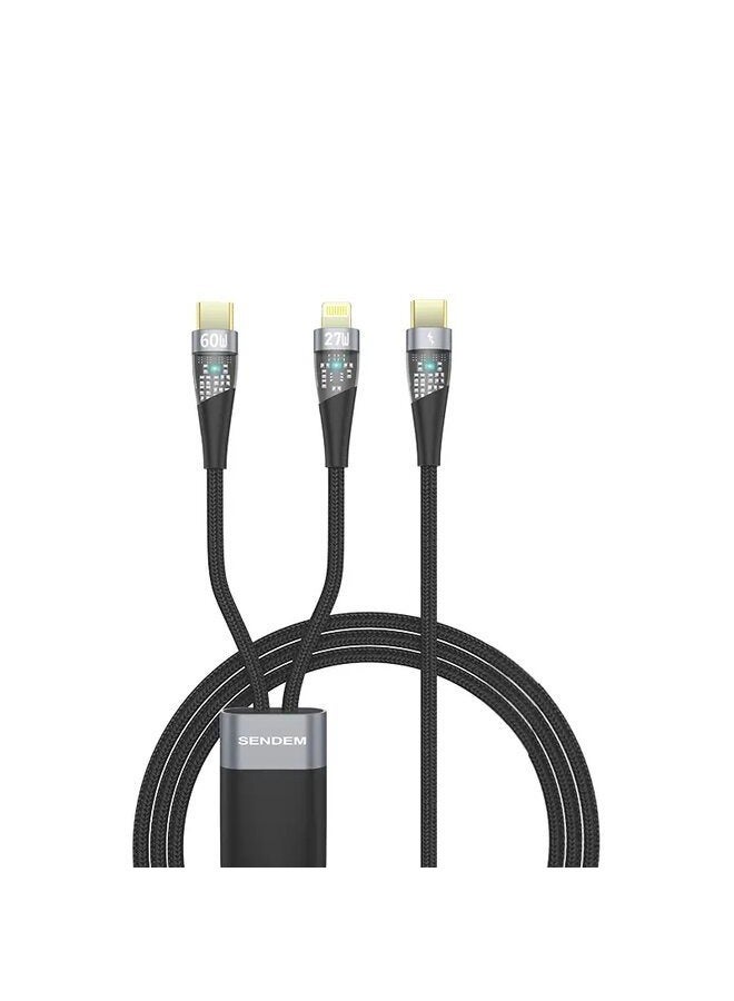 سيندم كابل شحن سريع من النوع C بقدرة 60 وات (النوع C + Lightning) - Image 1