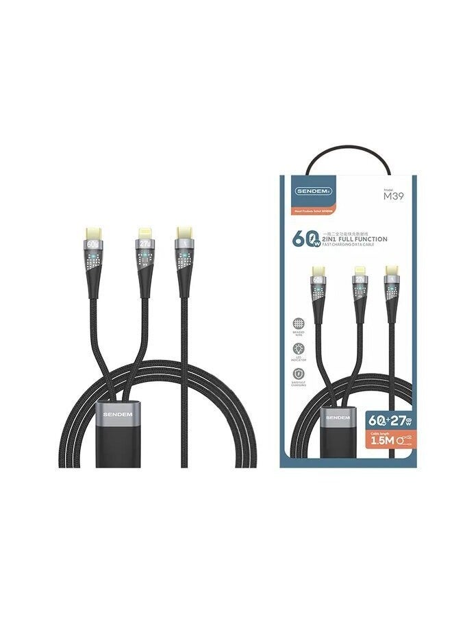 سيندم كابل شحن سريع من النوع C بقدرة 60 وات (النوع C + Lightning) - Image 2