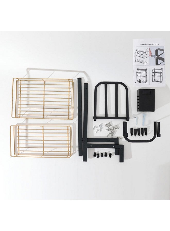 Umai UMAI Carbon Steel Trapezoidal Two-Layer Seasoning Rack Wall Mounted Kitchen Storage Tiered Shelf Organizer For Spices And Other Kitchen Essentials Space Saving Durable Seasoning Rack (Black Gold) - Image 5