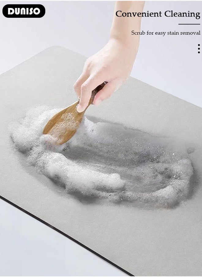 DUNISO - Diatom Mud Front Door Mat, Non-Slip Durable Welcome Mat, Absorbent Rubber Low Profile Doormat, Heavy Duty Waterproof Indoor Outside Mats, Easy Clean Floor Mat for Entrance Home 60*90cm - Image 1