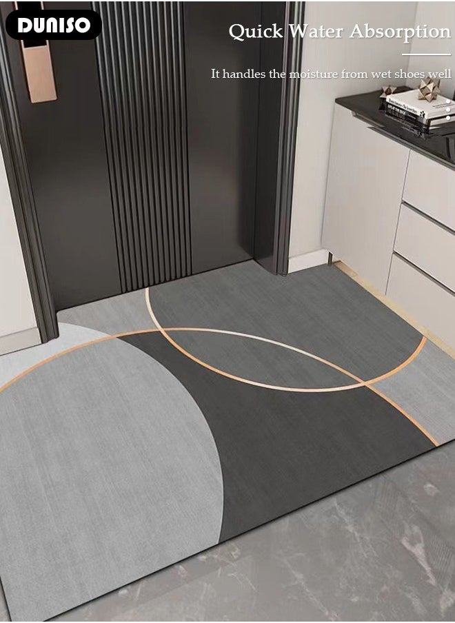 DUNISO - Diatom Mud Front Door Mat, Non-Slip Durable Welcome Mat, Absorbent Rubber Low Profile Doormat, Heavy Duty Waterproof Indoor Outside Mats, Easy Clean Floor Mat for Entrance Home 60*90cm - Image 1