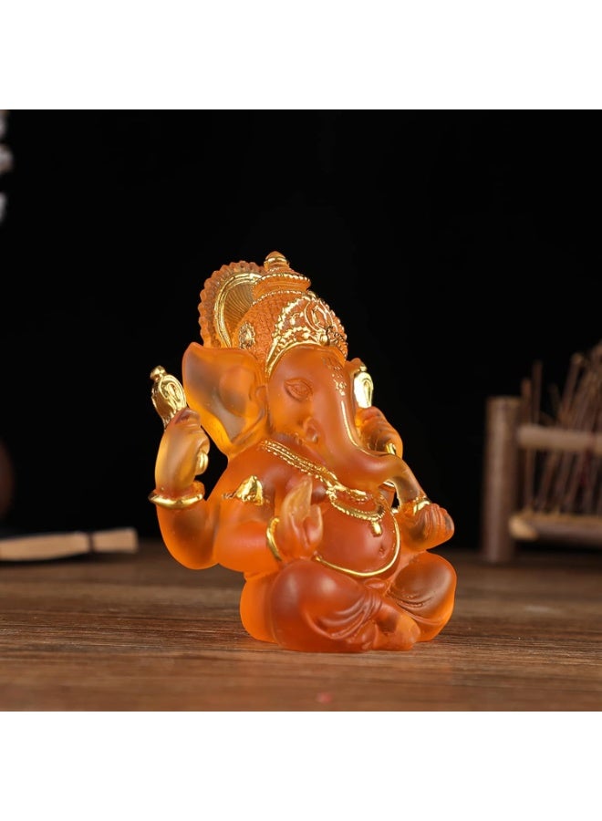 Home Care Hindu God Statues Ganesh Idol,Lucky Ganpati Elephant God Crystal Resin Statue Buddha Figurine Ganesha Idol for Home Office Car Decor,Orange,14cm/5.5inch - Image 5
