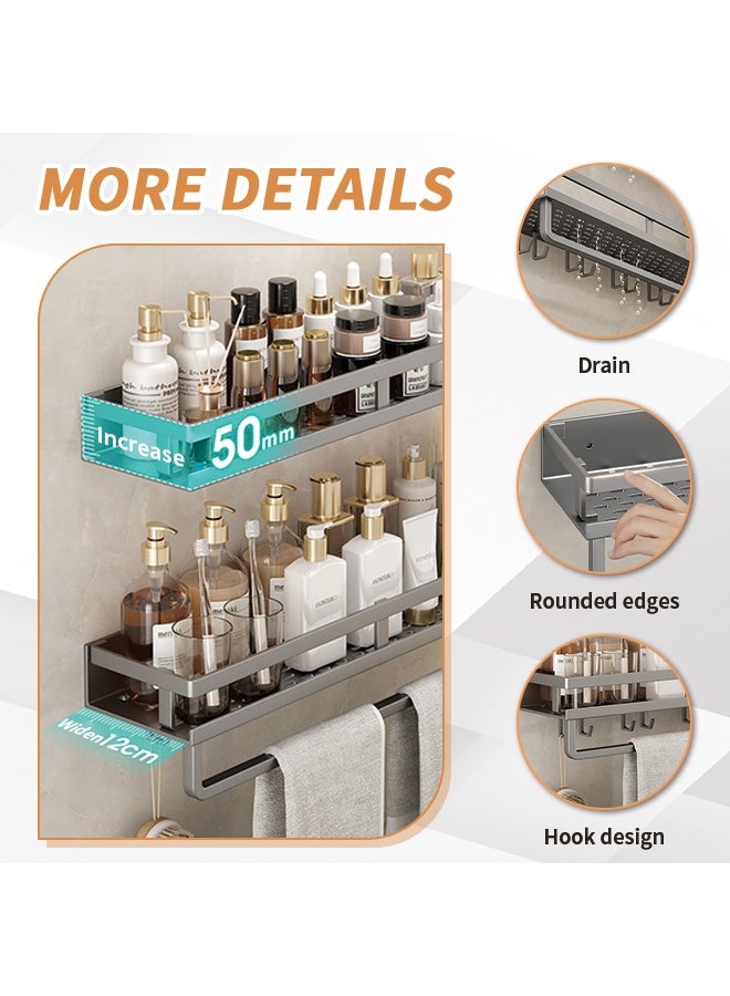 304 Stainless Steel Bathroom Shelves Punch-Free 8 Towel Holder Stand With 8 Hooks Wall Mounted Bathroom Storage Rack Kitchen Spice Rack Easy To Install/23.6 * 4.7 * 1.9 Inches  - Image 5