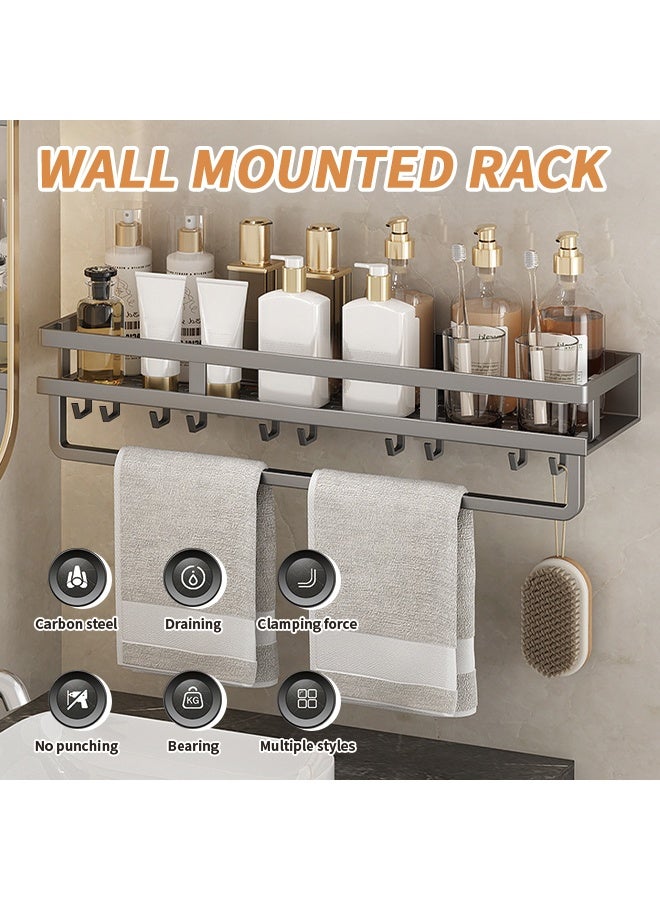 304 Stainless Steel Bathroom Shelves Punch-Free 8 Towel Holder Stand With 8 Hooks Wall Mounted Bathroom Storage Rack Kitchen Spice Rack Easy To Install/23.6 * 4.7 * 1.9 Inches  - Image 2