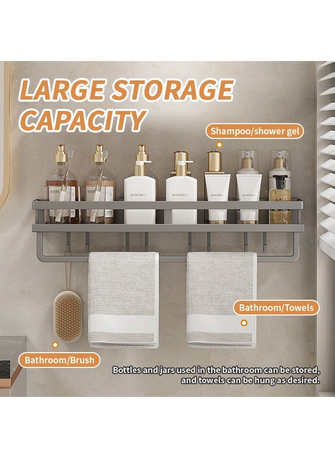 304 Stainless Steel Bathroom Shelves Punch-Free 8 Towel Holder Stand With 8 Hooks Wall Mounted Bathroom Storage Rack Kitchen Spice Rack Easy To Install/23.6 * 4.7 * 1.9 Inches  - Image 4
