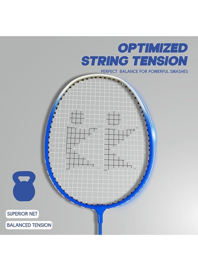 KONEX Lightweight Aluminium Composite Badminton Racquet with Free Cover | for Beginner and Intermediate Players (Blue Full Cover, Pack of 2) - Image 3