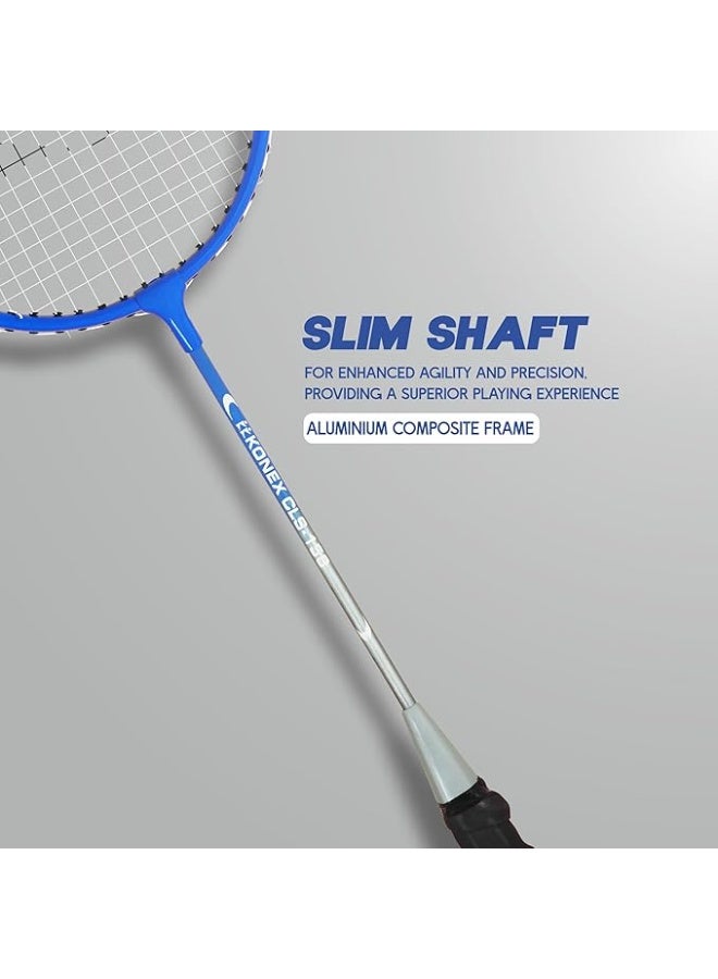 KONEX Lightweight Aluminium Composite Badminton Racquet with Free Cover | for Beginner and Intermediate Players (Blue Full Cover, Pack of 2) - Image 2