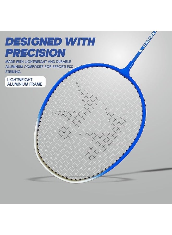 KONEX Lightweight Aluminium Composite Badminton Racquet with Free Cover | for Beginner and Intermediate Players (Blue Full Cover, Pack of 2) - Image 4
