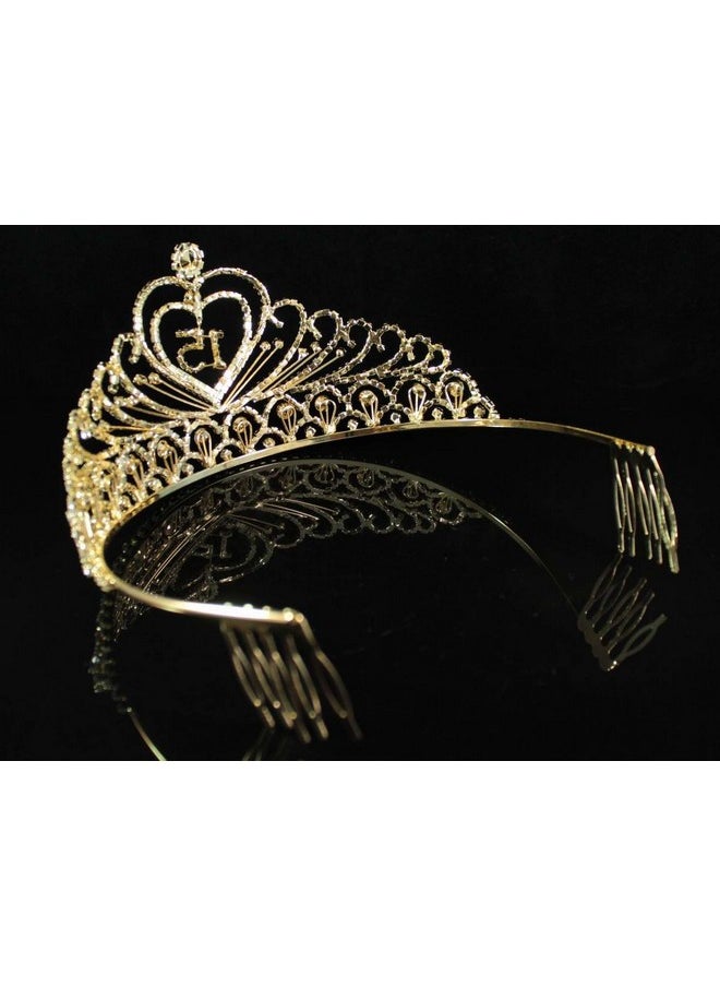 Janefashions Anefashions Quinceanera Sweet 15 Fifteen Years Old15Th Birthday Party Princess Coronas De Quinceañeras Austrian Rhinestone Crystal Tiara Crown With Hair Combs T1756G Gold  - Image 5