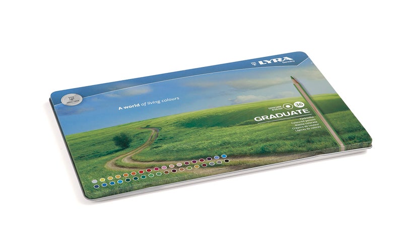 Lyra Graduate Colouring Pencils, 3.8mm Thick Lead, 36 Assorted Colours, Technical & Artistic Drawing, Tin Box, Ideal for Student Artists & Schools - Image 2
