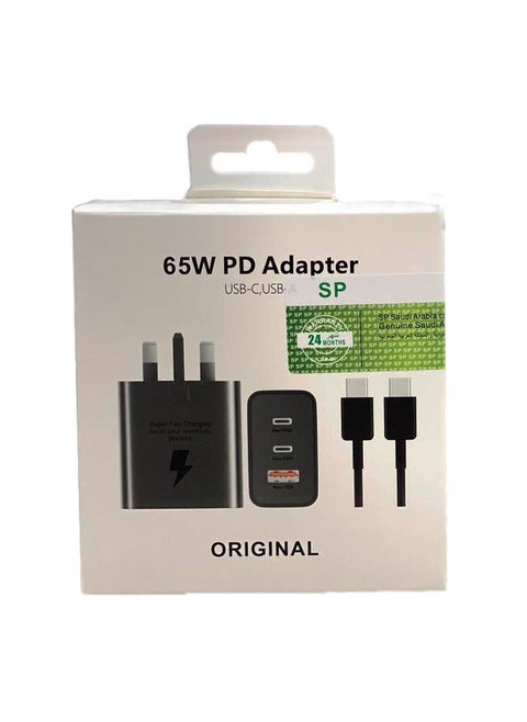 Mobile Phone Charger 65W PD Adapter USB-C to C Fast Charging Cable