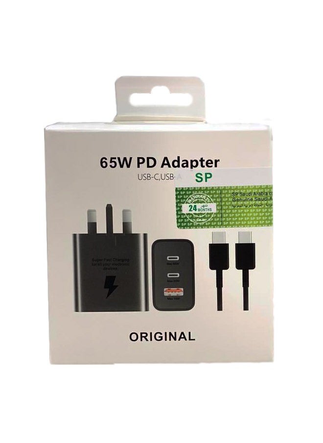 Mobile Phone Charger 65W PD Adapter USB-C to C Fast Charging Cable
