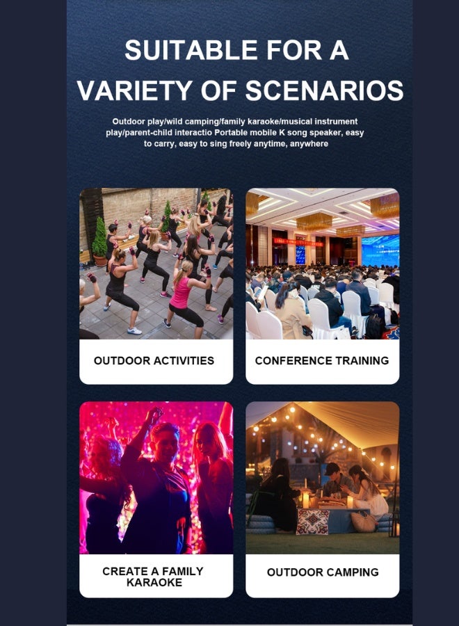 Agofyngs Dual 20W Bluetooth Karaoke Speaker with Dual Wireless Microphones, DSP Sound System for Home Entertainment & Party Use - Image 4