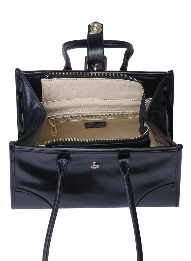 Royal Bagger Genuine Cow Leather Women's Shoulder Bag, Retro Underarm Tote Purse with Large Capacity, Top Handle Handbag 3265 (Black) - Image 4