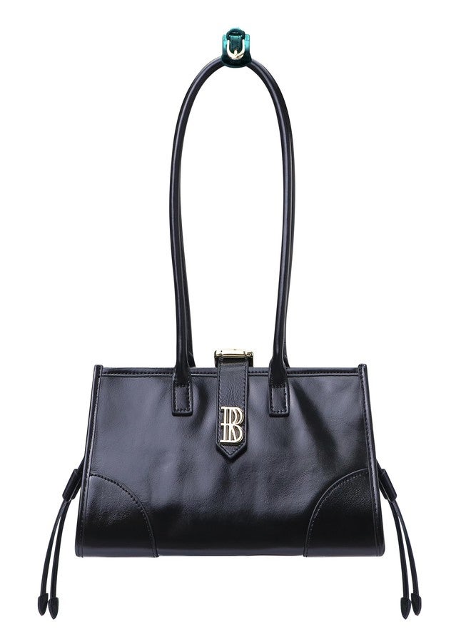 Royal Bagger Genuine Cow Leather Women's Shoulder Bag, Retro Underarm Tote Purse with Large Capacity, Top Handle Handbag 3265 (Black) - Image 1