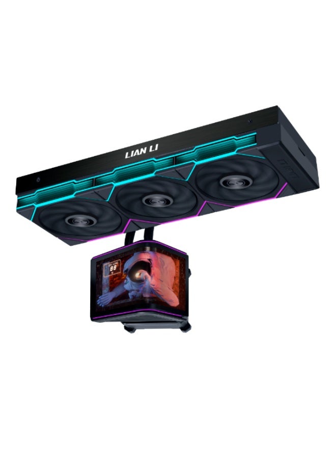 LIAN LI HydroShift II OLED Curved 360TL AIO CPU Liquid Cooler – 360mm Radiator, 6.67" 2288×1048 Curved OLED Display, UNI FAN TL FLEX Fans, 2600RPM, 90.1CFM, 3.97mmH₂O Static Pressure, 1600–2800RPM Pump, LGA1700/LGA1851/AM4/AM5, L-Connect 3, Black | GHS2OLDC36TB - Image 1